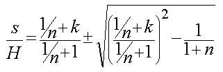 Formel: s in Abhänigkeit von H, n und k