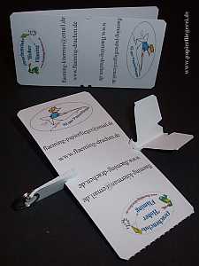 Papierflieger-Visitenkarte: Beispiel