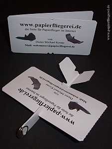 Papierflieger-Visitenkarte: Beispiel
